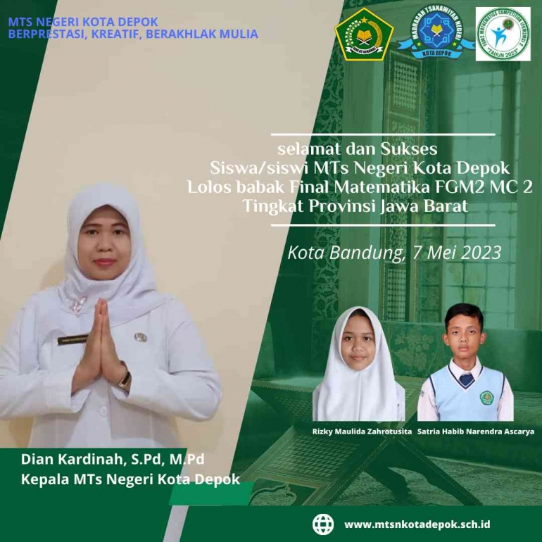 MTsN Kota Depok Masuk Menjadi Salah Satu Finalis Lomba Matematika FGM2 MC 2 Tingkat Provinsi Jawa Barat